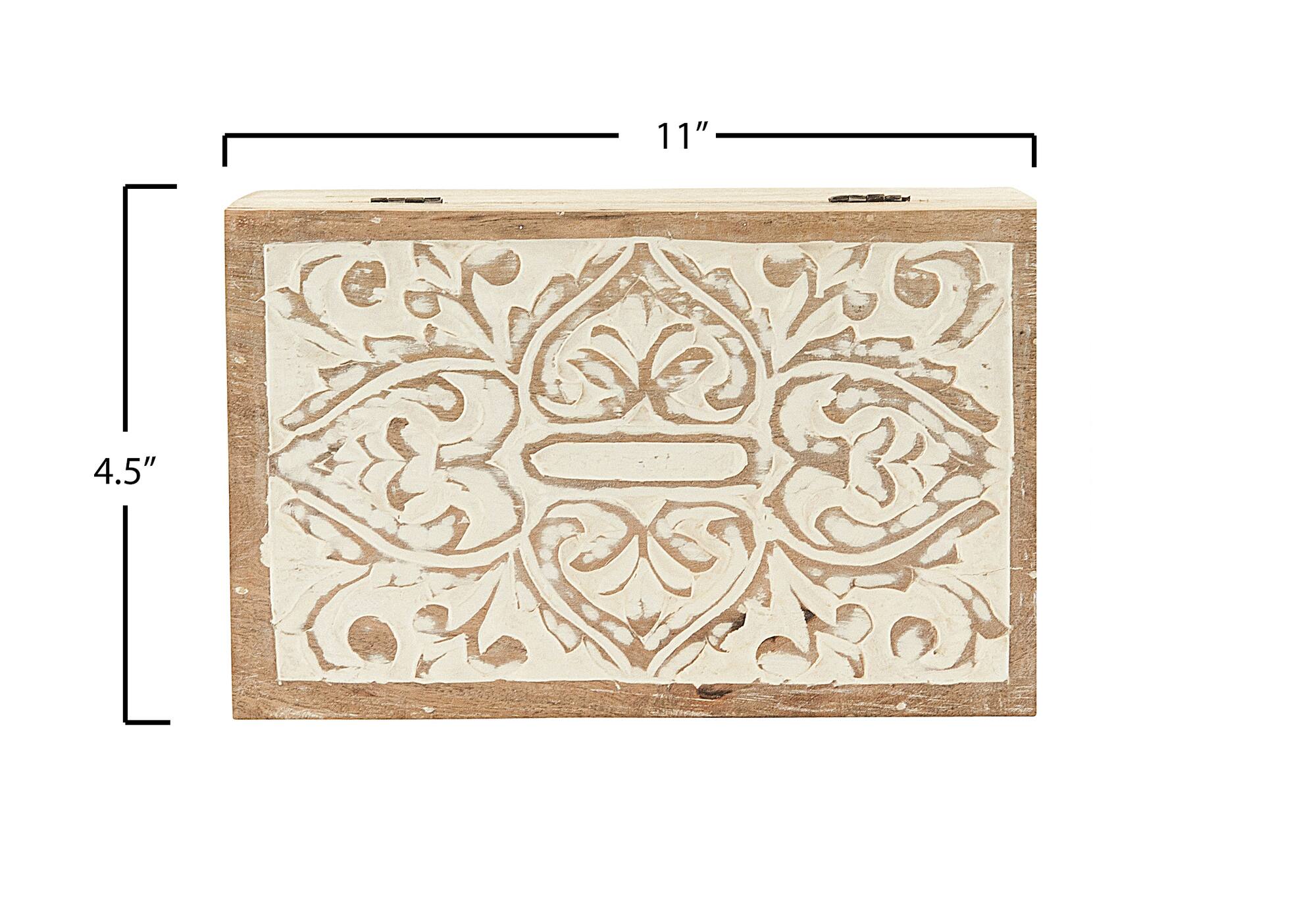 Hello Honey® Handcarved & Whitewashed Mango Wood Box Set